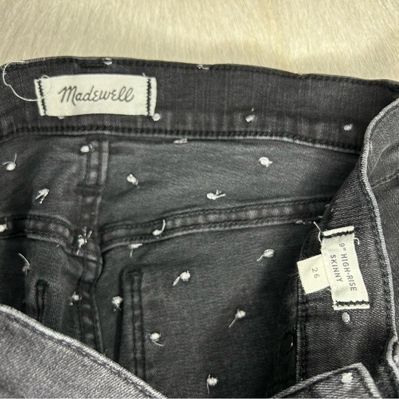 Madewell 9” high rise cropped skinny jeans embroidered metallic dots size 26 - Picture 9 of 10